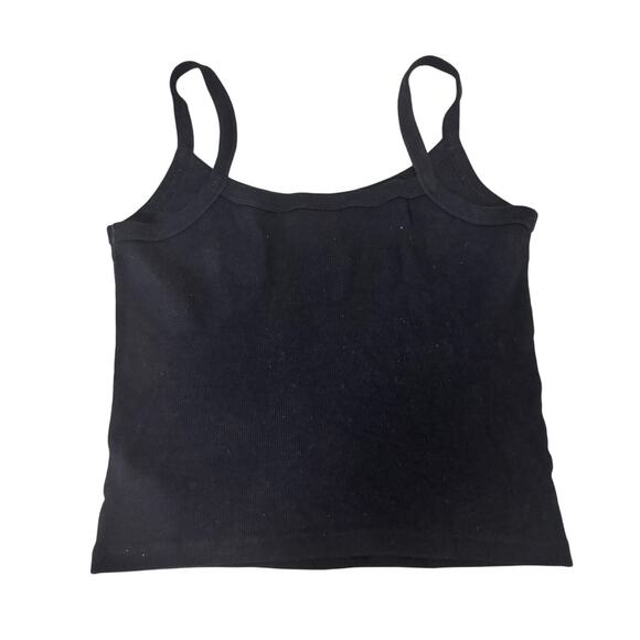 TNA Black Ribbed Cropped Tank Top Size M Aritzia Basic Cami - Picture 5 of 5